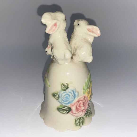 Vintage Cracker Barrel Bunny Bell Flowers Easter Spring Flowers Rabbit - Picture 4 of 8